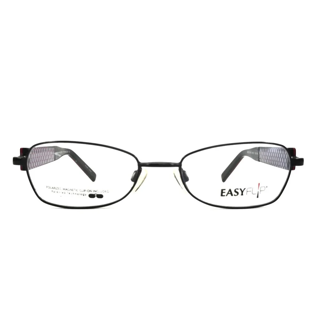 Easyflip Eyeglasses Frames MOD O1075 80 Black Purple with Clip Ons 49-17-135